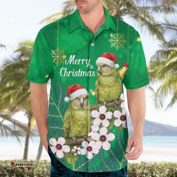 New Zealand Kakapo Christmas Hawaiian Shirt Owl Parrot Santa Sliver Fern Manuka - Green LT14
