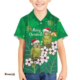 New Zealand Kakapo Christmas Hawaiian Shirt Owl Parrot Santa Sliver Fern Manuka - Green LT14