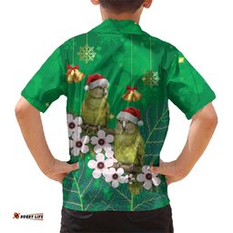 New Zealand Kakapo Christmas Hawaiian Shirt Owl Parrot Santa Sliver Fern Manuka - Green LT14