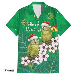 New Zealand Kakapo Christmas Hawaiian Shirt Owl Parrot Santa Sliver Fern Manuka - Green LT14