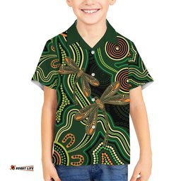 Green Indigenous Dragonfly Australia Hawaiian Shirt Aboriginal Art LT14