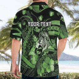Personalised Maori Romantic Valentine Hawaiian Shirt The Hongi Kiss Green Galaxy DT05