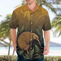 New Zealand Kiwi Bird Hawaiian Shirt Silver Fern Mix Maori Pattern LT05