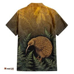 New Zealand Kiwi Bird Hawaiian Shirt Silver Fern Mix Maori Pattern LT05