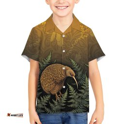 New Zealand Kiwi Bird Hawaiian Shirt Silver Fern Mix Maori Pattern LT05