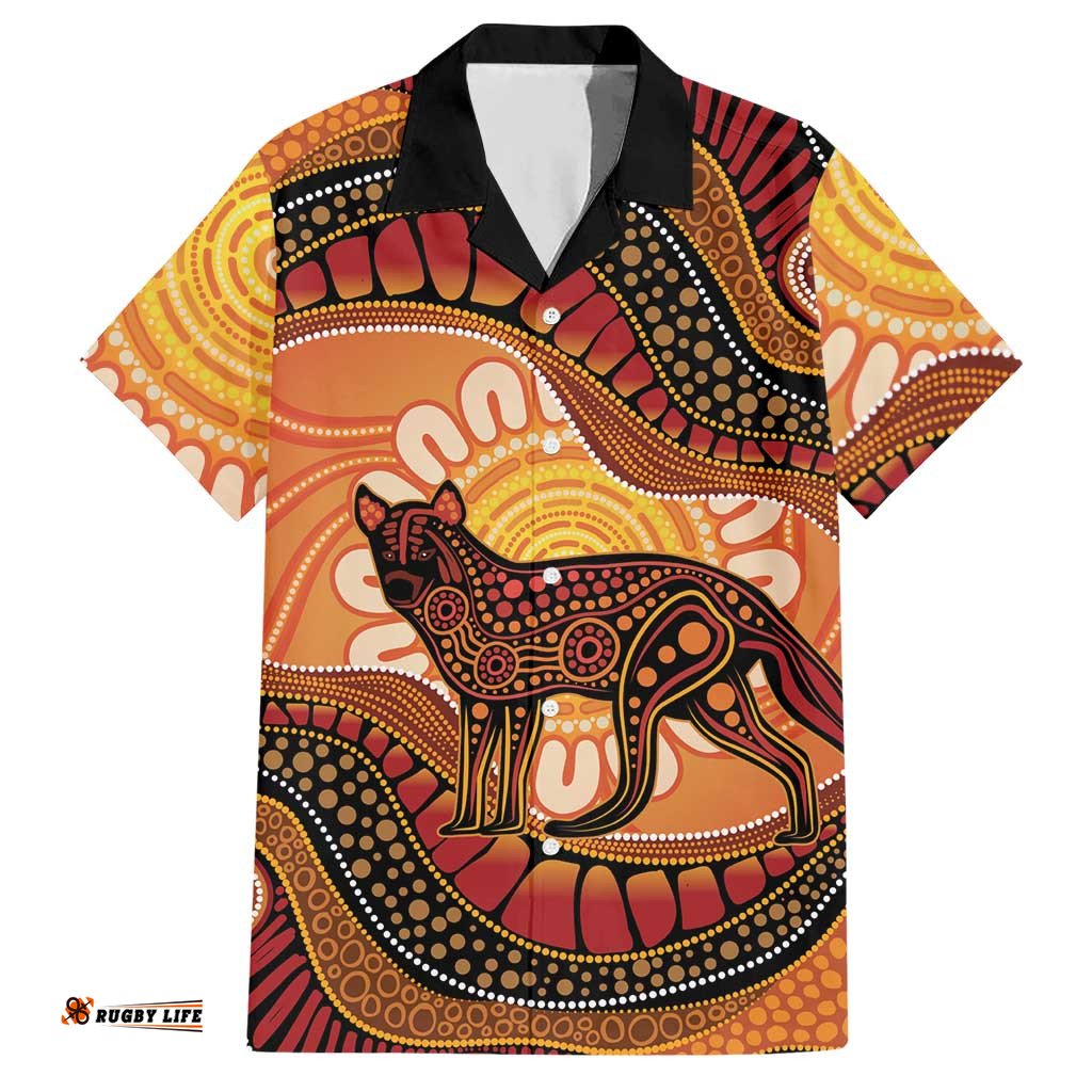 Indigenous Dingo Australia Hawaiian Shirt Australian Aboriginal Art Proud LT14