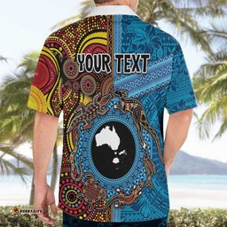 Personalised Australia and Fiji Together Hawaiian Shirt Tribal Palm Tree with Tapa and Aboriginal Animals Half Style LT03