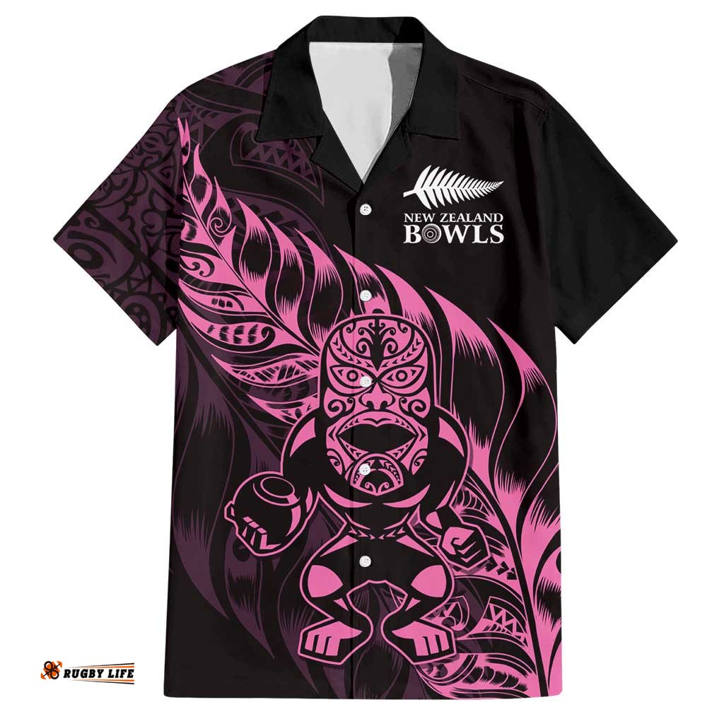 New Zealand Lawn Bowls Custom Hawaiian Shirt Pink Maori Warrior Tribal Silver Fern LT9