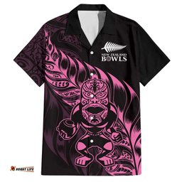 New Zealand Lawn Bowls Custom Hawaiian Shirt Pink Maori Warrior Tribal Silver Fern LT9