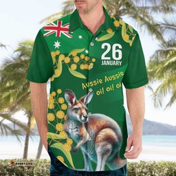 Green Kangaroo and Golden Wattle Personalised Hawaiian Shirt Happy Australia Day 6 January LT9