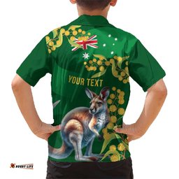 Green Kangaroo and Golden Wattle Personalised Hawaiian Shirt Happy Australia Day 6 January LT9