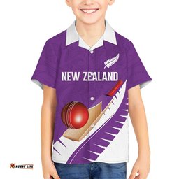 Custom New Zealand Cricket Hawaiian Shirt Kiwi Birds Haka Dance Purple Fern Sporty Style LT03