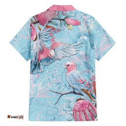 Galah Birds Australia Baby Blue & Pink Hawaiian Shirt LT7