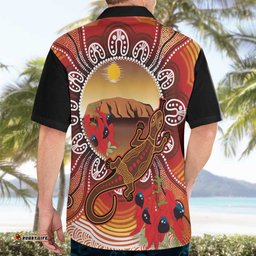 Indigenous Goanna Australia Hawaiian Shirt Aussie Uluru Ayers Rock Sturt's Desert Pea LT14