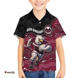 Custom Sea Eagles Hawaiian Shirt Bird Mascot With Aboriginal Indigenous DT05