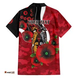 Essendon Bombers ANZAC Personalised Hawaiian Shirt Lest We Forget Poppy Camo LT9