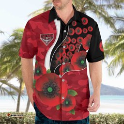 Essendon Bombers ANZAC Personalised Hawaiian Shirt Lest We Forget Poppy Camo LT9