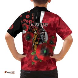 Essendon Bombers ANZAC Personalised Hawaiian Shirt Lest We Forget Poppy Camo LT9