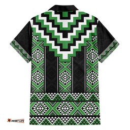 Green Taniko Pattern Aotearoa Hawaiian Shirt Niho Taniwha Mix Poutama LT14