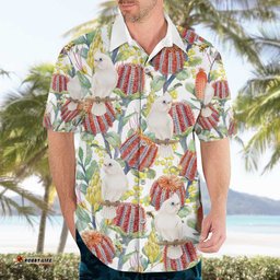 Little Corella Australia Cockatoo Hawaiian Shirt Cacatua Sanguinea Banksia Seamless White LT14