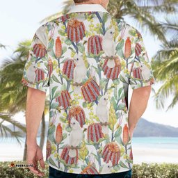 Little Corella Australia Cockatoo Hawaiian Shirt Cacatua Sanguinea Banksia Seamless White LT14