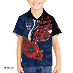 Geelong Cats ANZAC Personalised Hawaiian Shirt Lest We Forget Poppy Camo LT9
