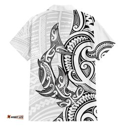 New Zealand Hammerhead Shark Hawaiian Shirt Maori Haehae Mangopare White LT14