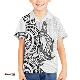 New Zealand Hammerhead Shark Hawaiian Shirt Maori Haehae Mangopare White LT14