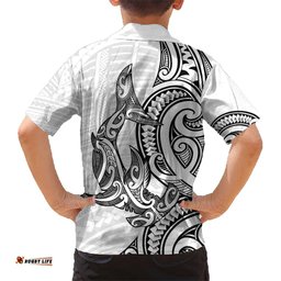New Zealand Hammerhead Shark Hawaiian Shirt Maori Haehae Mangopare White LT14