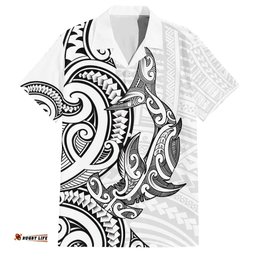 New Zealand Hammerhead Shark Hawaiian Shirt Maori Haehae Mangopare White LT14