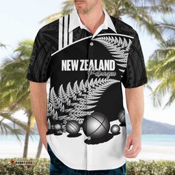 Custom New Zealand Silver Fern Petanque Hawaiian Shirt Aotearoa Maori Pattern LT14