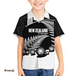 Custom New Zealand Silver Fern Petanque Hawaiian Shirt Aotearoa Maori Pattern LT14