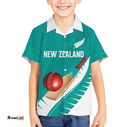 Custom New Zealand Cricket Hawaiian Shirt Kiwi Birds Haka Dance Turquoise Fern Sporty Style LT03