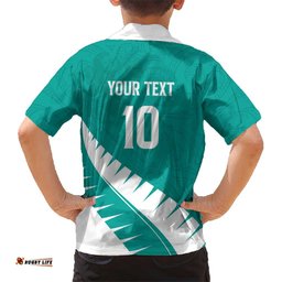 Custom New Zealand Cricket Hawaiian Shirt Kiwi Birds Haka Dance Turquoise Fern Sporty Style LT03