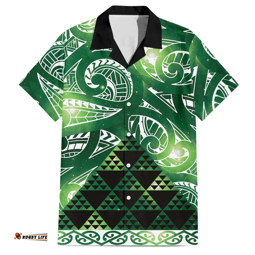 Matariki New Zealand Hawaiian Shirt NZ Niho Taniwha Maori New Year Green Galaxy LT14