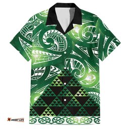 Matariki New Zealand Hawaiian Shirt NZ Niho Taniwha Maori New Year Green Galaxy LT14