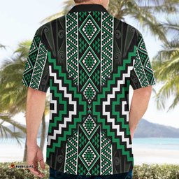 Jade Tukutuku Pattern Aotearoa Hawaiian Shirt Niho Taniwha and Puhoro Motifs LT7