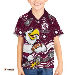 Manly Warringah Sea Eagles Hawaiian Shirt Aboriginal Dot Pattern - Rugby Mascot Heritage Pride TS04
