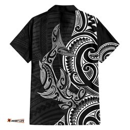 New Zealand Hammerhead Shark Hawaiian Shirt Maori Haehae Mangopare Black LT14