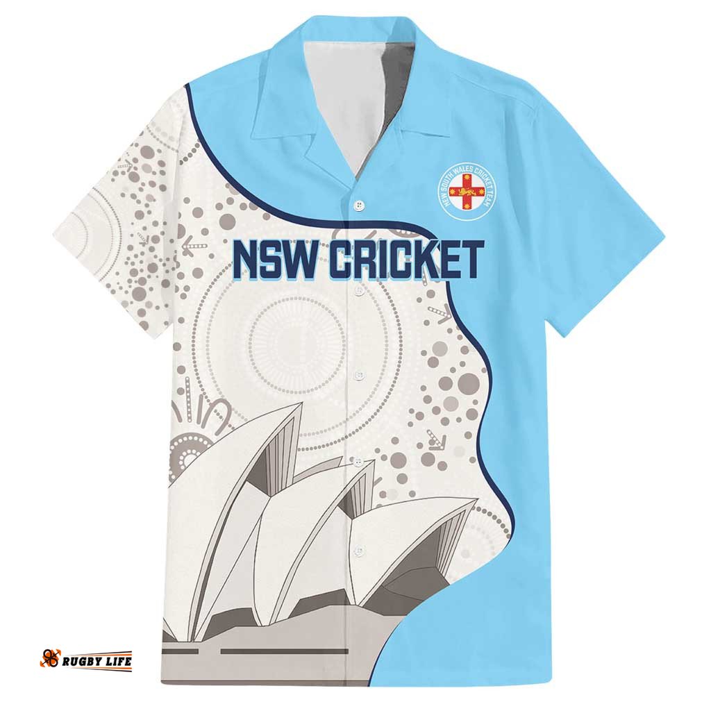 Custom New South Wales Cricket Hawaiian Shirt Go NSW - Aboriginal Art LT14
