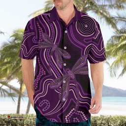 Purple Indigenous Dragonfly Australia Hawaiian Shirt Aboriginal Art LT14
