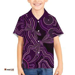 Purple Indigenous Dragonfly Australia Hawaiian Shirt Aboriginal Art LT14