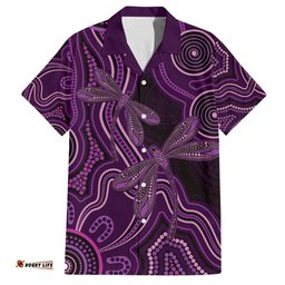 Purple Indigenous Dragonfly Australia Hawaiian Shirt Aboriginal Art LT14