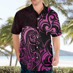 Pink Aoteara Horse Racing Hawaiian Shirt NZ Maori Pattern LT14