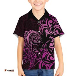 Pink Aoteara Horse Racing Hawaiian Shirt NZ Maori Pattern LT14
