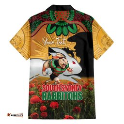 Personalised Rabbitohs Rugby ANZAC Day Hawaiian Shirt Last Post Poppy We Will Remember Them LT14