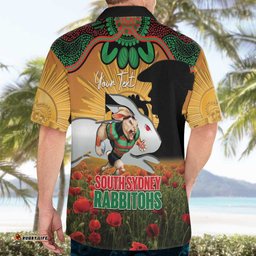 Personalised Rabbitohs Rugby ANZAC Day Hawaiian Shirt Last Post Poppy We Will Remember Them LT14