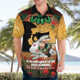 Personalised Rabbitohs Rugby ANZAC Day Hawaiian Shirt Last Post Poppy We Will Remember Them LT14