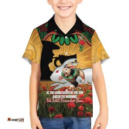 Personalised Rabbitohs Rugby ANZAC Day Hawaiian Shirt Last Post Poppy We Will Remember Them LT14