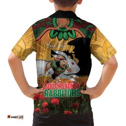 Personalised Rabbitohs Rugby ANZAC Day Hawaiian Shirt Last Post Poppy We Will Remember Them LT14
